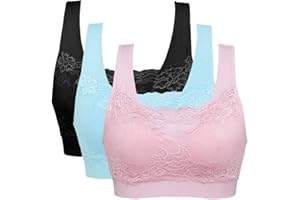 Vertvie Sexy Soutien-Gorge de Sport Dentelle Bra Push Up Lingerie Femme Brassière sans Armature Bra Bandeau pour Yoga Fitness Entraînement