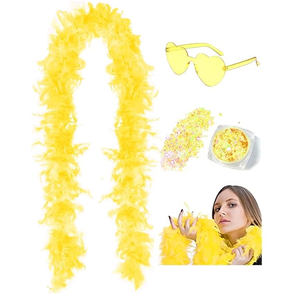 Boa De Plumas De Pavo Real Con Gafas De Corazón – Accesorio Esponjoso De 200 Cm Para Disfraces, Fiestas, Halloween Y Sesiones De Fotos
