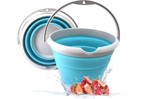 SAMMART Cubo de agua plegable de 10 litros, plegable, redondo, portátil, de plástico, para ahorrar espacio al aire libre, organizador de maletero para todos los tipos de vehículos (azul claro, 1)