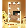 MOON MOON Hollywood Vanity Mirror with Lights – Professional Makeup Mirror & Lighted Vanity Makeup Table Set with Smart Touch Adjustable LED Lights, Black Vanity Mirror