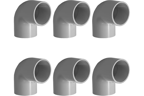 6 x Coudes PVC à 90° 50mm, Raccord U Angle Droit, Assemblage Adhésif pour Deux Tubes, Tuyau en PVC Collable, Manchon à Colle pour Conduites