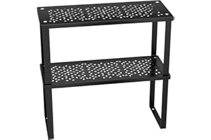 Maxentico Lot de 2 Étagère de Rangement de Cuisine, Organisateur de Placard, Porte-Épices Empilable, Étagère à Épices en Métal, Support à Épices, Étagères de Cuisine pour Plan de Travail