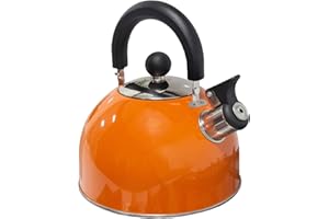 Milestone Camping 24860 Bouilloire sifflante de Camping Durable et légère avec Bec verseur et poignée résistante à la Chaleur Orange métallique Idéal pour Le Camping, la pêche, Les ateliers et Les