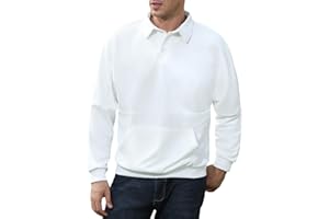 CTU Mens Sweatshirts Classic Polo Shirts Casual Long Sleeve Tops with Kangaroo Pocket