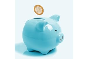 Auped Salvadanaio maialino classico carino con monete in ceramica salvadanaio,fa perfetto,decorazioni per cameretta, ricordo o salvadanaio di risparmio per bambini (blue)