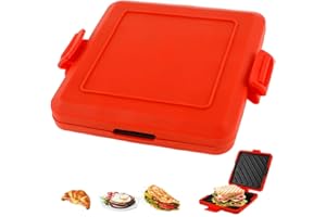 SHAOJIAN Microwavable Toastie Maker, Microwave Toasted Sandwich Maker Wireless Silicone Sandwich Grill Non-stick Coating & Rapid Heating Bread Baking Pan for Cooking Delicious Crispy Sandwiches (Red)