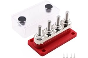 Gloaso Bloc de Distribution D'alimentation 600A 12V - 48V CC, en cuivre Bus Bar Module Robuste, 4 x M10 Boulons de Borne Barres de Distribution D'énergie 12 Volt 24V pour Voiture Bateau RV Solaire