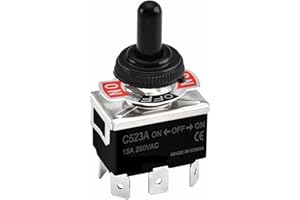 AUTOZOCO Interruptor de palanca 6 vias, Interruptor Basculante DPDT, Conmutador de Palanca 6 pines, ON-OFF-ON, 15A 250 VAC, impermeable, DPDT, Tamaño del orificio de montaje: 12 mm.