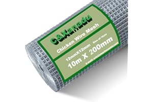 C&XANADU C&Xanad Chicken Wire Mesh Roll,200mm X 10m Garden Wire Fencing,12mm Holes Aviary Wire Mesh, Hot Dip Galvanised Welded Mesh Panels for Poultry Pet Rabbit,Aviary,Garden Fence Animal Barrier.