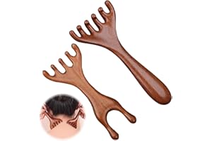 ZYOMVUN Peigne en Bois Peigne Grosse Dent Large, 2 Pièces Peigne en bois, peigne à cheveux en bois, peigne de massage, pour hommes femmes soins de la tête relaxation massage au point d'acupuncture, Naturel