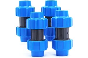 AIMEKE® 4 unidades de tubo de polietileno de 20 mm, conexión de polipropileno, ángulo de 180 grados, conector de plástico PP para tubos PE80 PE100 – Instalaciones interiores y exteriores