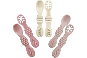 PandaEar 6-pack silikonskedar för barn, rosa ljusrosa