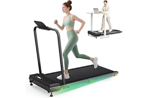 UREVO Tapis Roulant Pieghevole con Inclinazione 9%, 3 in 1 Doppia Ammortizzazione Tapirulan Salvaspazio con Telecomando e Display LED Doppio, 1-10 km/h Walking Pad per Casa e Ufficio