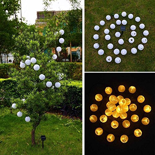 Hellblau 20er LED Solar Lichterkette Lampions Laterne Warmweiß - 3