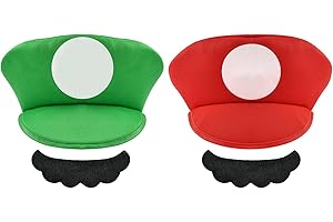 SALGIA Gorra bros, Sombrero con bigote, Classic Cap, Decoración de Fiesta Cosplay para Adulto y Niños