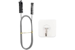 SUBTAVIK Flexible Rohr-Reinigungsbürste, Edelstahl-Kühlschrankreiniger, Kühlschrank-Abflussloch-Reinigungswerkzeug, Abflussrohr-Reinigungsbürste mit klebrigem Haken für Küchenkühlschrank-Abflussrohr (schwarz)