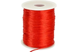 TONIFUL 2mm x 110 Yards Red Nylon Cord Satin String for Bracelet Jewelry Making Rattail Macrame Trim Cord Necklace Bulk Beading Thread Kumihimo Chinese Knot Craft