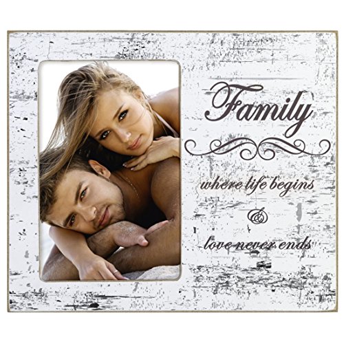 Hama Portrait Bilderrahmen „Juneau“ für Foto-Größe 10 x 15 cm (Fotorahmen aus Holz mit „Family“ Schriftzug