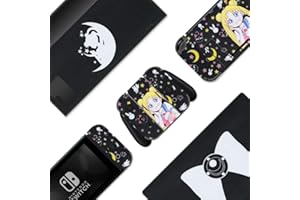 BelugaDesign Peau de commutateur de lune | Autocollant en vinyle mignon Enveloppe Pastel | Magie Filles Arc Anime Kawaii Dessin animé japonais l Compatible avec Nintendo Switch (Switch Standard, Noir)