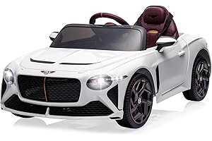 ZYMY Kids Electric Ride-Ons 12V Bentley Licensed Electric Cars for Kids Electric Ride On Cars to Drive with Remote Control, Music, Suspension Wheels for Baby Ages 3-8 Years White