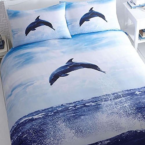 Dolphin Double Duvet with Dolphin Wall Stickers, Bedding & Pillowcase Cover Set