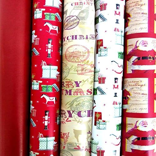 Set Of 5 Random Luxury Christmas Xmas Present Wrapping Paper Gift Wrap Roll