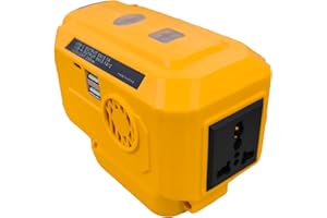 YEEJUAK 200W Portable Power Inverter Converts for Dewalt 18V Batteries to 230V AC & Dual USB/Type-C Outputs, Built-in 200LM Emergency LED Light for Camping/Blackouts, Compact & Lightweight