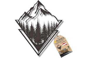 KUINEA® Wanddeko Holz Berge [Anthrazit] – Modernes Wandbild für Wohnzimmer, Büro & Schlafzimmer | Wandbilder Deko Alpen | Geschenkidee Natur Deko Berge aus Holz