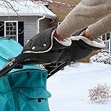 Kinderwagen Handwärmer, IWILCS Extra Dick Fleece Innenseite Handmuff Handschuhe Universalgröße für Kinderwagen Buggy Radanhänger, Wasserfest und windfest(Schwarz)
