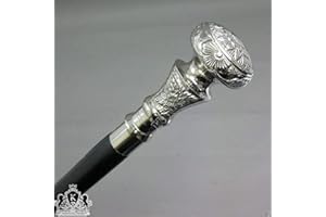 Samara Nautical Bastone da passeggio vintage in legno con manico in ottone argentato e pomello