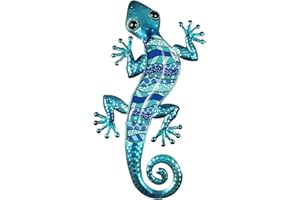 ROCKING GIFTS Adorno Pared Lagarto Gecko Metal 28x15 cm | Decoración Jardín Terraza Exterior | Lagartija Reptil 3D para Pared Valla Puerta