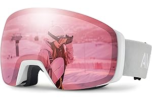 CARFIA OTG Ski Goggles for Womens Men Youths Over Glasses Compatible Helmet 100% UV Protection Anti-Fog for Snow Skiing Snowboarding Goggles with Detachable Lens and Anti-Slip Straps