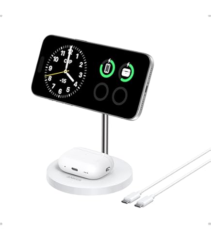 Anker MagGo | Magnetische draadloze powerbank 10.000 mAh - 15 Watt - Geschikt voor MagSafe en Qi2 - Wit