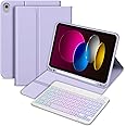 Bettdow for iPad A16 11th Generation 2025/10th Generation 2022 Keyboard Case, UK Layout Detachable Backlit Wireless Keyboard, Case with Pencil Holder for iPad A16 11 Inch/ 10th Gen 10.9 Inch (Purple)