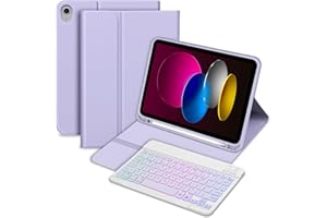 Bettdow for iPad A16 11th Generation 2025/10th Generation 2022 Keyboard Case, UK Layout Detachable Backlit Wireless Keyboard, Case with Pencil Holder for iPad A16 11 Inch/ 10th Gen 10.9 Inch (Purple)