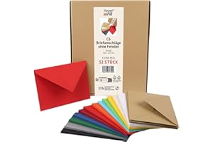 ‎PRESENT FILL PresentFil® Pack of 52 Colourful Mix (4 x 13 Colours) C6-162 x 114 mm without Window I 100% Recycled Kraft Paper I 120 g/m² Thick I Blue Angel Certified I Made in Germany