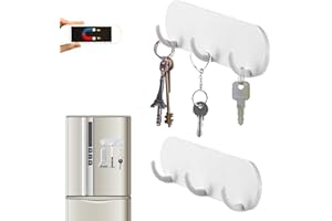KWUDE 2-Pack Magnetic Key Holder with 3 Hooks for Refrigerator, Kitchen, and Laundry Rooms
