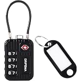 GRIFEMA TSA 4-Digit Combination Padlock, Flexible Cable Lock for Suitcases, Bags and Travel Luggage, Black (1 Pack, GA1008)