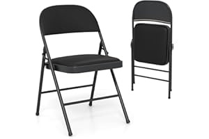 RELAX4LIFE Lot de 2 Chaise Pliante Interieur en Métal, Chaise Pliante Salle a Manger en Similicuir, Chaises de Salon Pliantes, Légère, Compacte, Aucun Montage, pour Réception Réunion Conférence