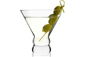 SIPOUR Juego de 4 Copas Martini sin tallo (28 cl)–Copas de Cóctel y Otras Bebidas–Elegantes Copas de Cocktail para Fiestas–Copas de Martini de Cristal Soplado a Mano–Regale un Bonito Conjunto de Martini
