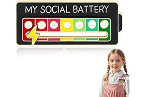 JUGUTA Lot De 1 Broches De Batterie Sociale - Badge De Batterie Sociale - My Social Batterie - Broche De Batterie Sociale - Broche Drôle En Émail Émotionnel Pour 7 Jours