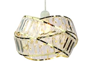 Chi-buy Shiny Ceiling Lamp Shade Modern Polished Chrome and Acrylic Transparent Beads Interwoven Ring Shade Accessories Plastic/Metal Frame Cromi (Gold)