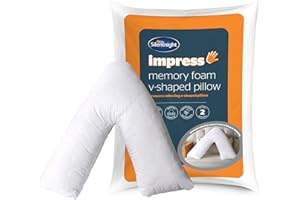 Silentnight Impress Memory Foam V Shape Pillow - Ergonomic Orthopaedic Design Eases Aches and Pains - Head Back and Neck Support for Bed or Sofa - Post Surgery Nursing Pregnancy Comfort Pillow