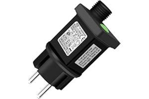Cozymeow Enchufe para Luces de Navidad 24V 6W Adaptador, 8 Modos Transformador con Temporizador, Memoria, IP44 Impermeable, Compatible con Luces LED Navidad, Guirnalda Exterior, Cascada y Cortina
