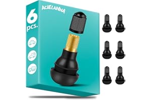 ACIELANNA 6 Pezzi Valvole in Gomma Snap-in TR412, Valvole Tubeless, Nero Valvola in Gomma per Cerchioni, Valvola per Pneumatici per Auto, Moto, Fuoristrada, Biciclette, Scooter