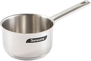 Barazzoni Chef Line Casseruola manico lungo, ø cm 16, capacità 1.5 litri, Made in Italy, Acciaio Inox 18/10, Induzione+Gas, Triplo fondo, PFAS free