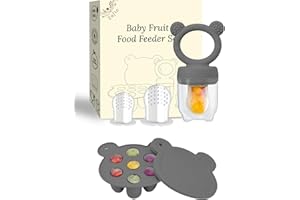 ZUFIO Silikon Fruchtsauger Baby: BPA-Frei Fruchtschnuller für Obst, Gemüse, Brei,Zahnungshilfe für Babys ab 4 Monate, Aufbewahrungsbehälter für Babynahrung (Dark Gray)
