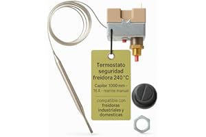 CUBETAS GASTRONORM CubetasGastronorm ® Termostato seguridad freidora 240º CAPILAR 1000mm con REARME 16A Capilar 1000mm Protección Sobrecalentamiento Precisión Alta Resistencia Freidoras Industriales y Domésticas