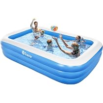 OYMSOLD Aufblasbarer Swimmingpool Rund 2,4 M X 63,5 Cm – Planschbecken Für Familie, Sommer, Garten, Mit Quick-Set-Ventil, Aus 3-lagigem PVC, 548 Gallonen Fassungsvermögen