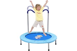 EULEUY Trampolino Elastico per Bambini,Tappeto Elastico Pieghevole per Bambini con Astronauta Copertura,Cuscinetti Antiscivolo e Maniglia,Ideale per Interno ed Esterno,Carico Massimo 150 kg